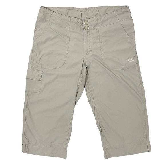 THE NORTH FACE khaki hiking cargo pants nylon capris Womens size 14 - Picture 1 of 11